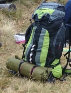 Mattress attached to backpack